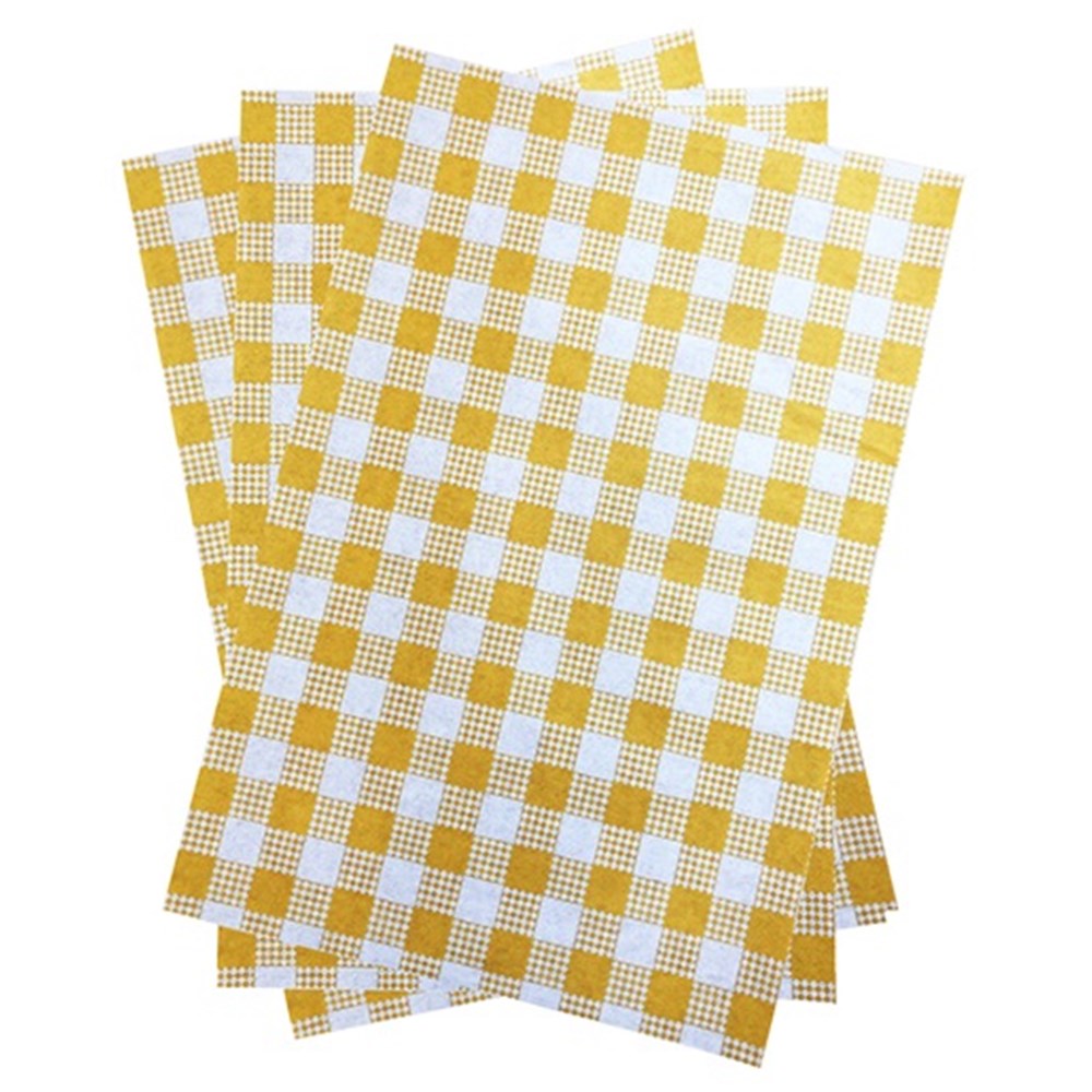 Paper Greaseproof Gingham Yellow 400x330mm (200)