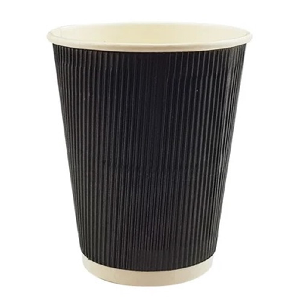 Cups Coffee Fine Ripple Black 240ml/8oz (25)