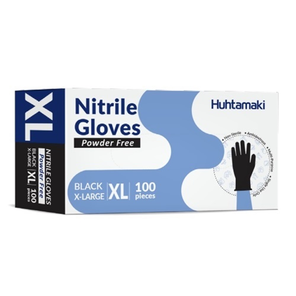 Gloves Nitrile Black Powder Free X-Large (100)