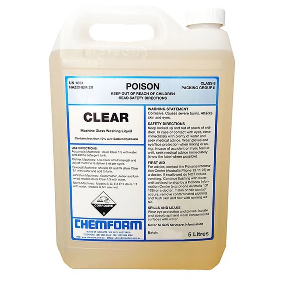Clear Machine Glass Washing Liquid 5L 