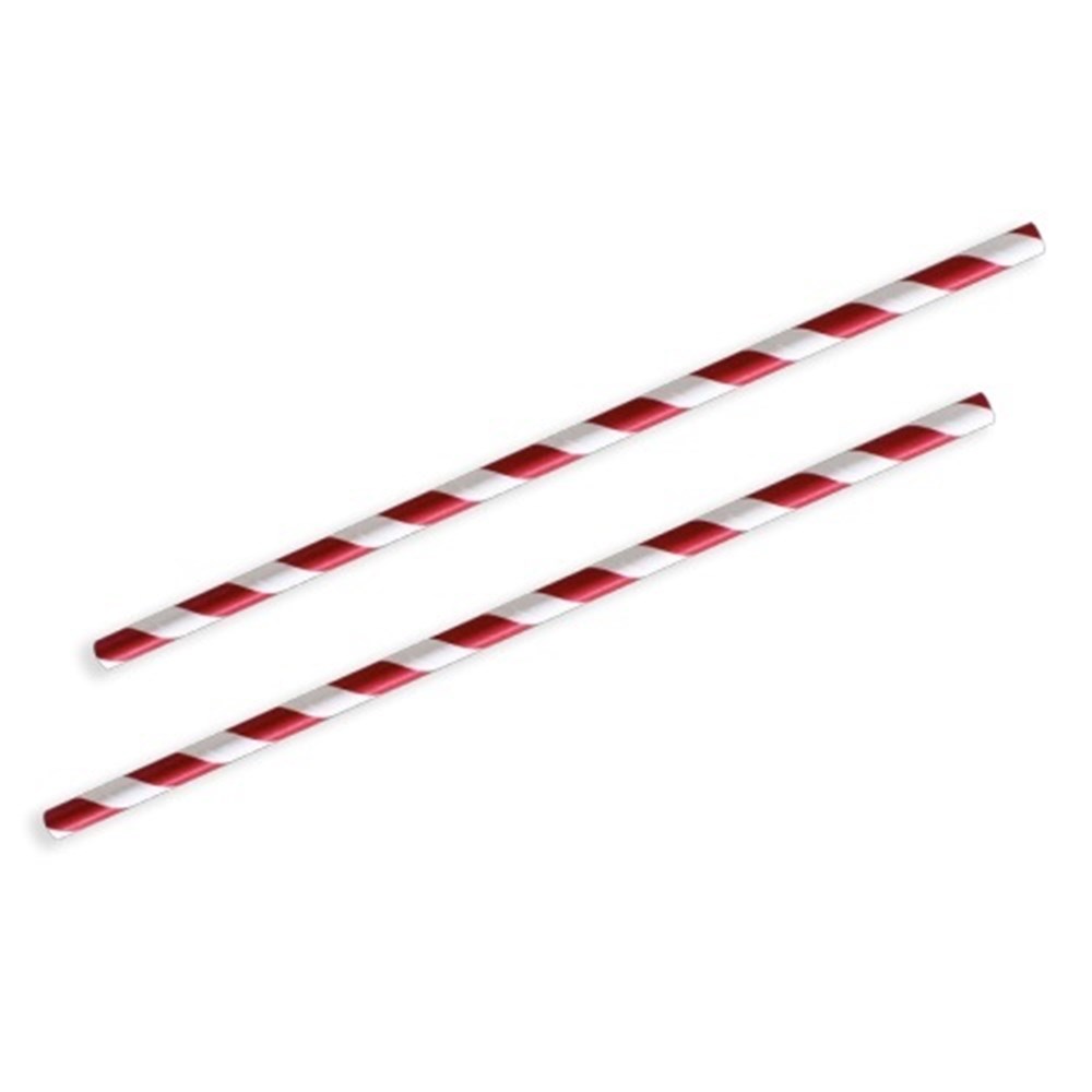 Straws Paper Red & White Striped (250)