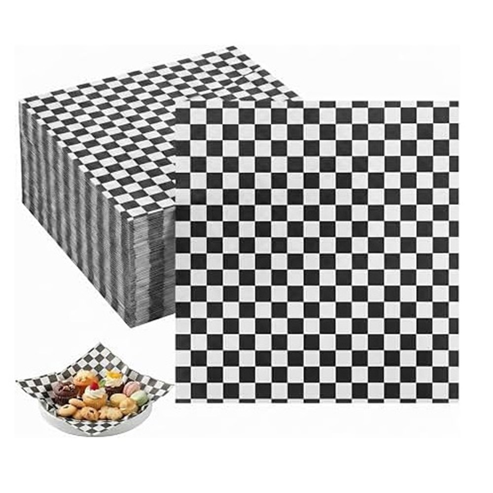 Paper Greaseproof Gingham Black 400x330mm (2000)