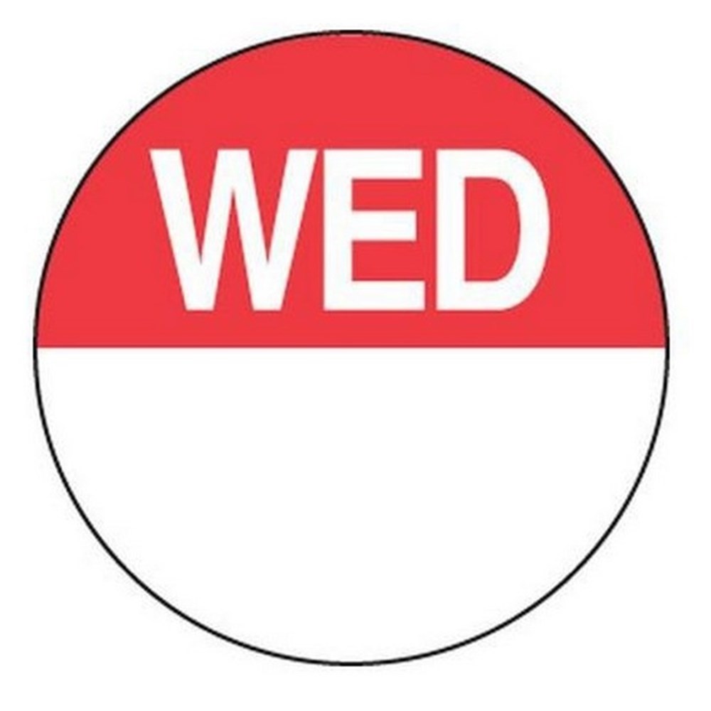 Labels Day Wednesday 24mm Red (1000)
