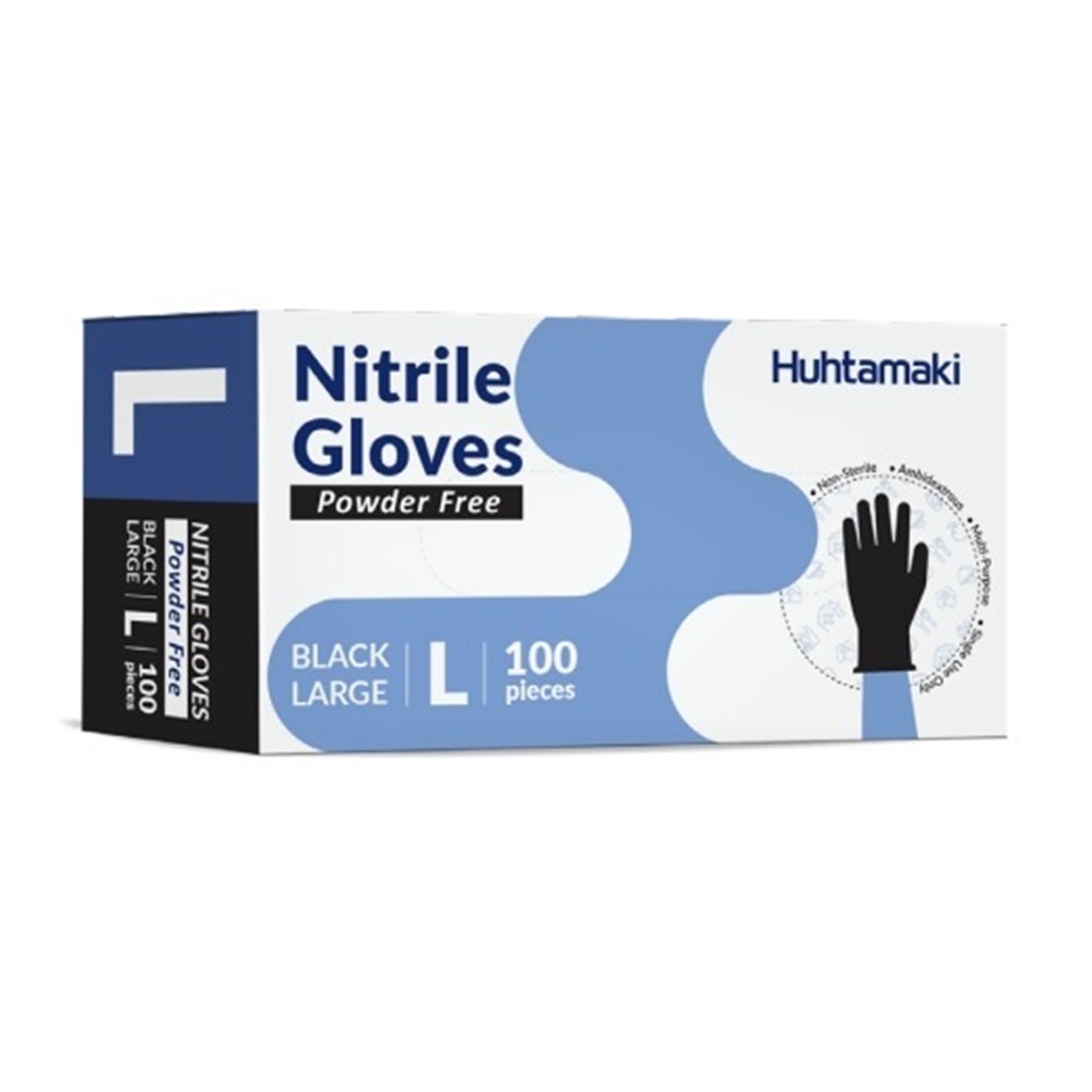 Gloves Nitrile Powder Free Large Black (100)