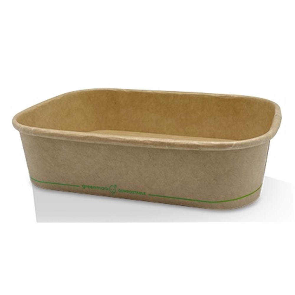 Containers Kraft PLA Coated Rect 500ml (300)