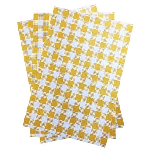 Paper Greaseproof Gingham Yellow 400x330mm (200)