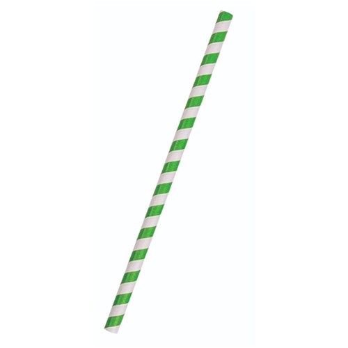 Straws Paper Green Stripe Jumbo (250)