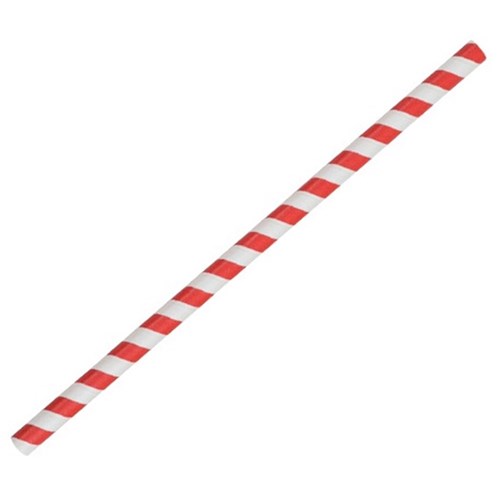 Straws Paper Jumbo Red White Striped (250)