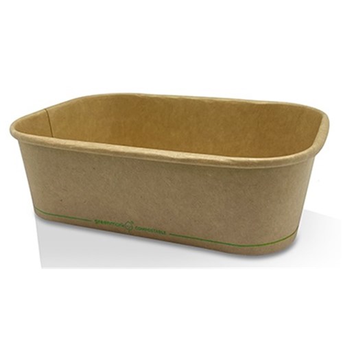 Container Kraft PLA Coated Rect 650ml (300)